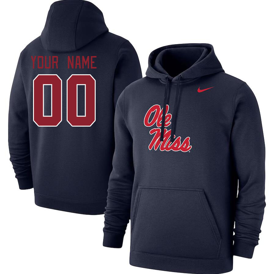 Custom Ole Miss Rebels Name And Number College Hoodie-Navy - Click Image to Close